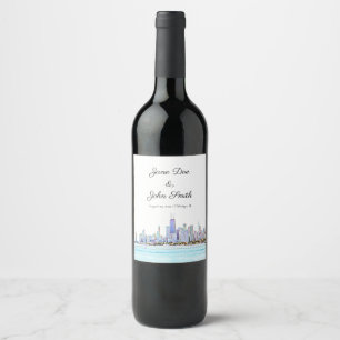 Étiquette Pour Bouteilles De Vin Étiquette de vin personnalisé Chicago Skyline