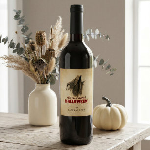 Étiquette Pour Bouteilles De Vin Étiquette de vin personnalisée Halloween Vintage G