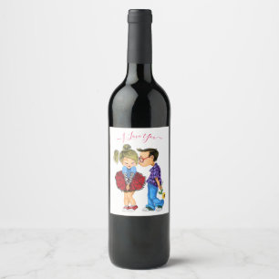 Étiquette Pour Bouteilles De Vin Étiquette de vin pour couple romantique - Je t'aim