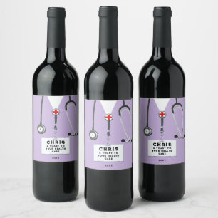 Étiquette Pour Bouteilles De Vin Étiquette de vin pour fête de docteur