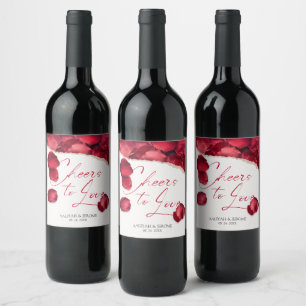 Étiquette Pour Bouteilles De Vin Étiquette de vin pour mariage aux pétales de rose