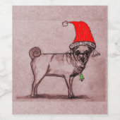 Étiquette Pour Bouteilles De Vin Étiquette de vin Pug de Noël (Étiquettes simples)