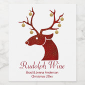 Étiquette Pour Bouteilles De Vin Étiquette de vin Red Rudolph (Étiquettes simples)
