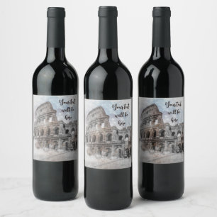 Étiquette Pour Bouteilles De Vin Étiquette de vin Rome Italie aquarelle – Élégante