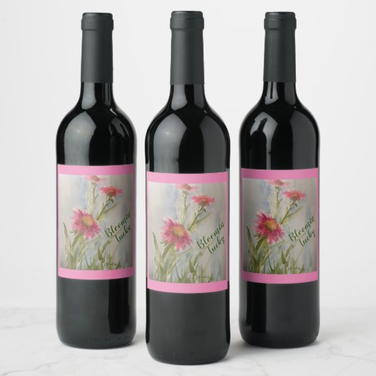 Étiquette Pour Bouteilles De Vin Étiquette de vin rose Daises (Bouteilles)
