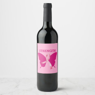 Étiquette Pour Bouteilles De Vin Étiquette du vin de ruban rose du papillon du can