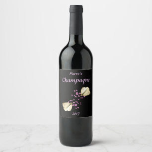 Étiquette Pour Bouteilles De Vin Étiquette floral rose de vin de fleurs et de