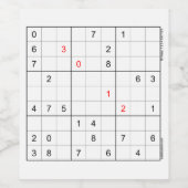 Étiquette Pour Bouteilles De Vin Étiquette Sudoku Vin 30-12 (Étiquettes simples)