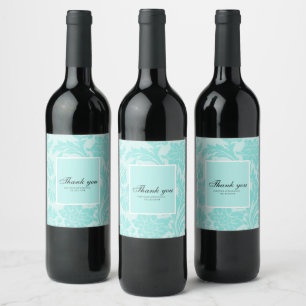 Étiquette Pour Bouteilles De Vin étiquette turquoise de vin damassé