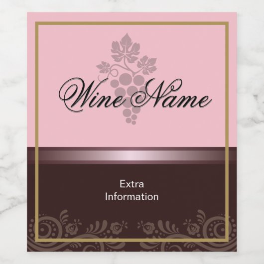 Étiquette Pour Bouteilles De Vin Étiquette Vin rose Avec Raisins (Étiquettes simples)
