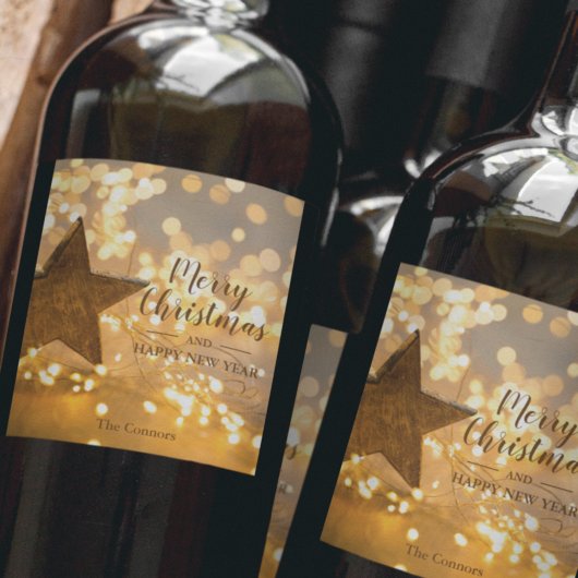 Étiquette Pour Bouteilles De Vin Étoile de Noël