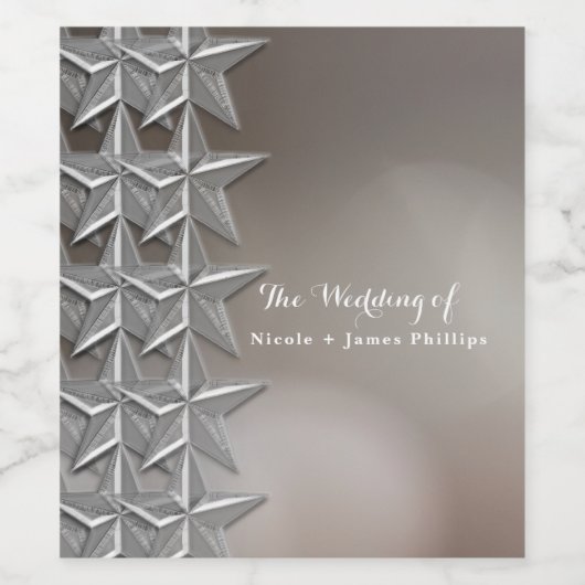 Étiquette Pour Bouteilles De Vin Etoiles d'argent et élégantes lumières Bokeh Vins (Étiquettes simples)