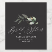 Étiquette Pour Bouteilles De Vin Eucalyptus black gold baby shower  (Étiquettes simples)