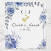 Étiquette Pour Bouteilles De Vin Eucalyptus bleu Dusty Mariage (Étiquettes simples)