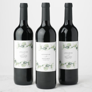 Étiquette Pour Bouteilles De Vin Eucalyptus Feuille Mariage de verdure