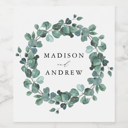 Étiquette Pour Bouteilles De Vin Eucalyptus moderne Vert Mariage personnalisé (Étiquettes simples)