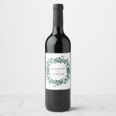 Étiquette Pour Bouteilles De Vin Eucalyptus moderne Vert Mariage personnalisé (Devant)
