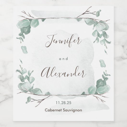 Étiquette Pour Bouteilles De Vin Eucalyptus rustique (Étiquettes simples)