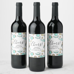 Étiquette Pour Bouteilles De Vin Événement de dessin de ligne d'été Motif de fruits