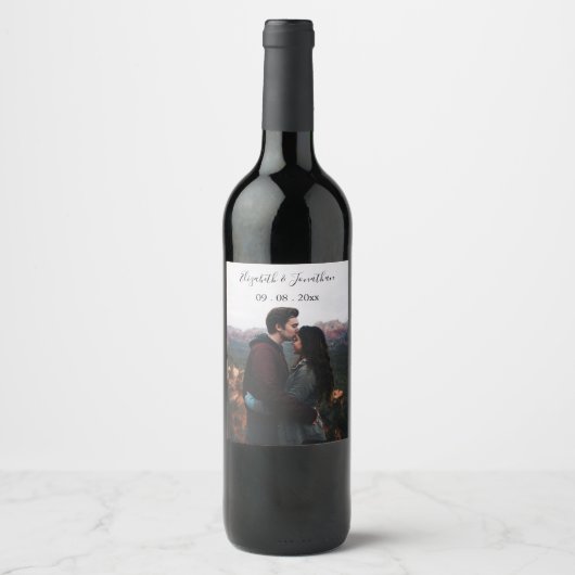 Étiquette Pour Bouteilles De Vin Événement Photo Mariage personnalisé (Devant)