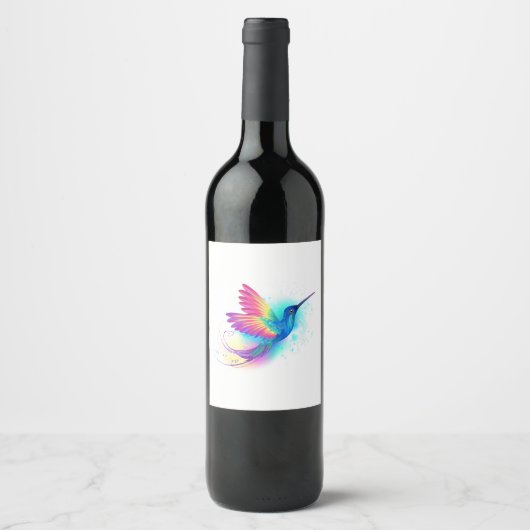 Étiquette Pour Bouteilles De Vin Exotic Rainbow Hummingbird (Devant)