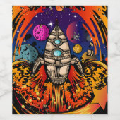 Étiquette Pour Bouteilles De Vin Exploser le vaisseau spatial (Étiquettes simples)