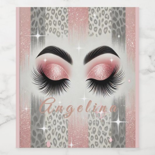 Étiquette Pour Bouteilles De Vin Eyelashes Parties scintillant rose Chic (Étiquettes simples)