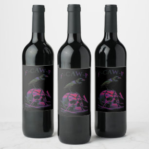 Étiquette Pour Bouteilles De Vin F-Caw-F Funny Black Crow Bird