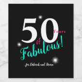 Étiquette Pour Bouteilles De Vin Fabuleux 50, amusant rose, turquoise, texte blanc  (Étiquettes simples)