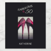 Étiquette Pour Bouteilles De Vin Fabuleux 50 Red Glam High Heels 50e anniversaire (Étiquettes simples)