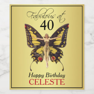 Étiquette Pour Bouteilles De Vin Fabuleux à 40 papillon Flapper Vintage