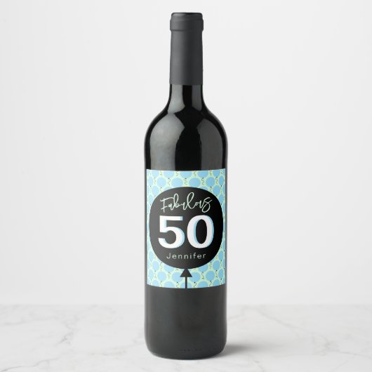 Étiquette Pour Bouteilles De Vin Fabuleux fête d'anniversaire 50 (Devant)
