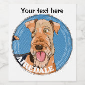 Étiquette Pour Bouteilles De Vin Face Airedale Terrier (Étiquettes simples)