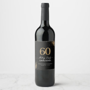Étiquette Pour Bouteilles De Vin Faire paraître 60 ans Glitter Anniversaire
