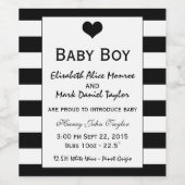 Étiquette Pour Bouteilles De Vin Faire-part bébé moderne chic noir et blanc (Étiquettes simples)