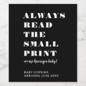 Étiquette Pour Bouteilles De Vin Faire-part bébé modifiable personnalisé (Étiquettes simples)