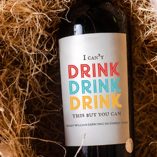 Étiquette Pour Bouteilles De Vin Faire-part bébé rétro vintage   Je ne peux pas boi