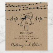 Étiquette Pour Bouteilles De Vin Faire-part de grossesse - Les grands-parents d'êtr (Étiquettes simples)