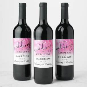 Étiquette Pour Bouteilles De Vin Faire-part de mariage d'aquarelle Ombre - rose