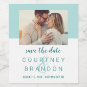 Étiquette Pour Bouteilles De Vin Faire part de mariage moderne bleu sarcelle vert P (Étiquettes simples)