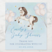 Étiquette Pour Bouteilles De Vin Fairytale bébé Pony Blue ballons étoiles Douche (Étiquettes simples)