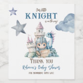 Étiquette Pour Bouteilles De Vin Fairytale Dreamy Dragon Blue Knight Baby shower (Étiquettes simples)