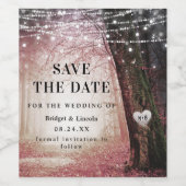 Étiquette Pour Bouteilles De Vin Fairytale Enchanted Forest Pink Enregistrer La Dat (Étiquettes simples)