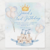 Étiquette Pour Bouteilles De Vin Fairytale prince castle Gold Crown 2e anniversaire (Étiquettes simples)