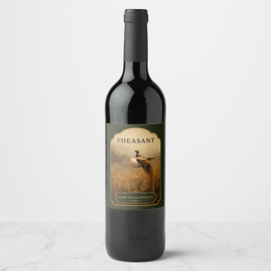Étiquette Pour Bouteilles De Vin Faisan en vol doré (Devant)