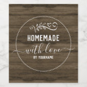 Étiquette Pour Bouteilles De Vin Fait maison avec amour rustique (Étiquettes simples)