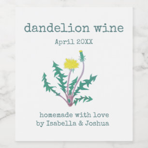 Étiquette Pour Bouteilles De Vin Fait maison avec étiquette à vin Dandelion