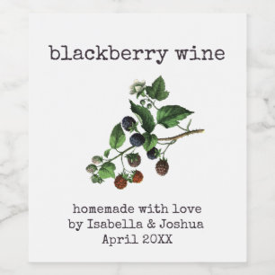 Étiquette Pour Bouteilles De Vin Fait maison avec Love Blackberry Wine