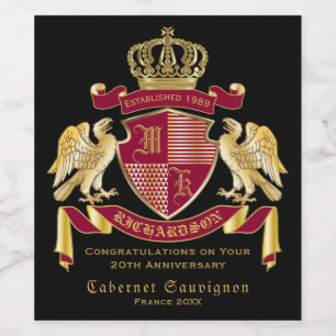 Étiquette Pour Bouteilles De Vin Faites votre propre blason Emblème d'aigle rouge