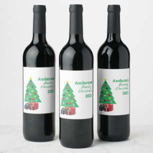 Étiquette Pour Bouteilles De Vin Famille Christmas